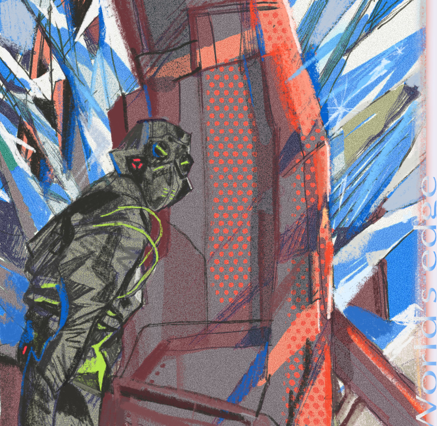 1boy, apex_legends, biohazard_octane, black_jacket, cable, from_side, goggles, helmet