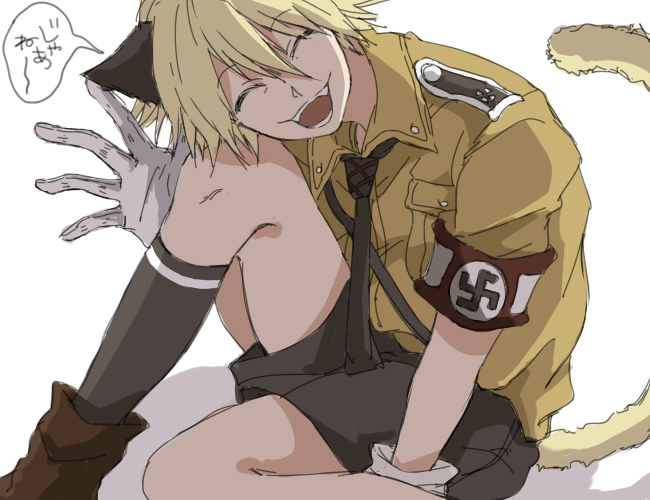1boy, animal_ears, cat_boy, cat_ears, cat_tail, gloves, hellsing, nazi