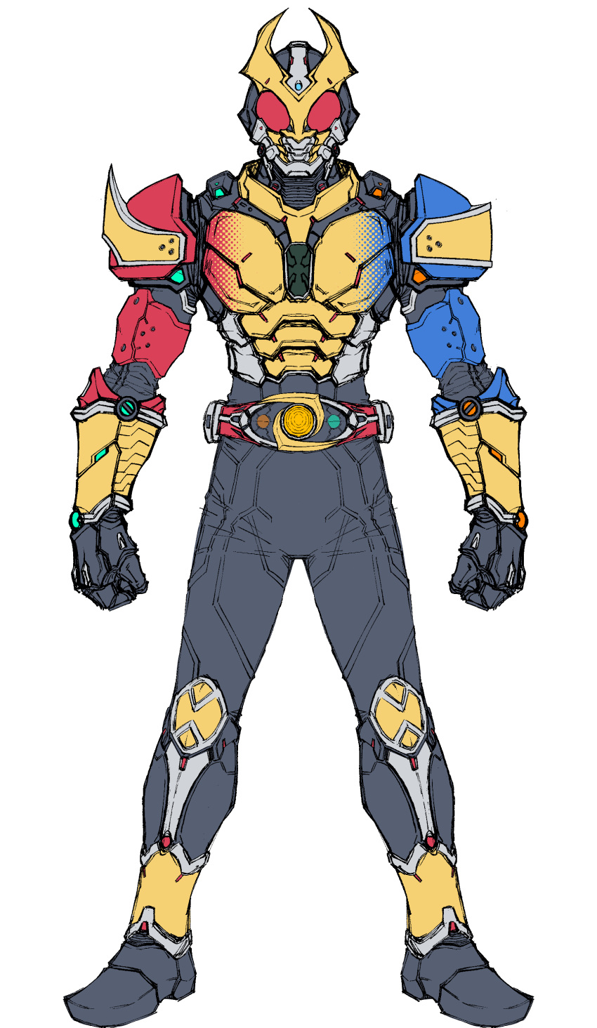 1boy, absurdres, agito_(trinity_form), altering_(agito), armor, asymmetrical_armor, belt, blue_armor