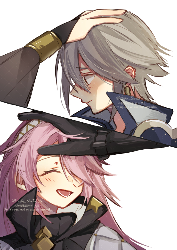 1boy, 2girls, black_gloves, bridal_gauntlets, closed_eyes, closed_mouth, father_and_daughter, fire_emblem