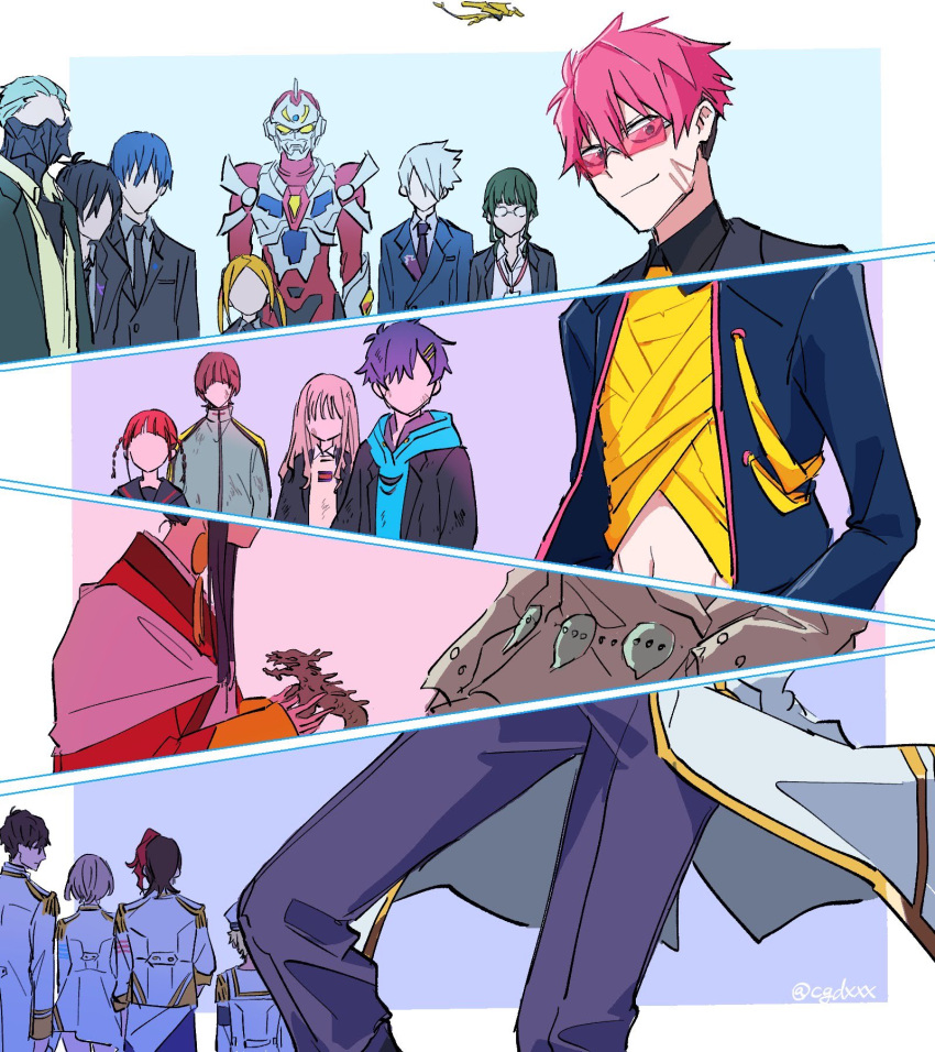 anosillus_ii, anti_(ssss.gridman), asanaka_yomogi, asukagawa_chise, blonde_hair, blue_hair, borr, braid