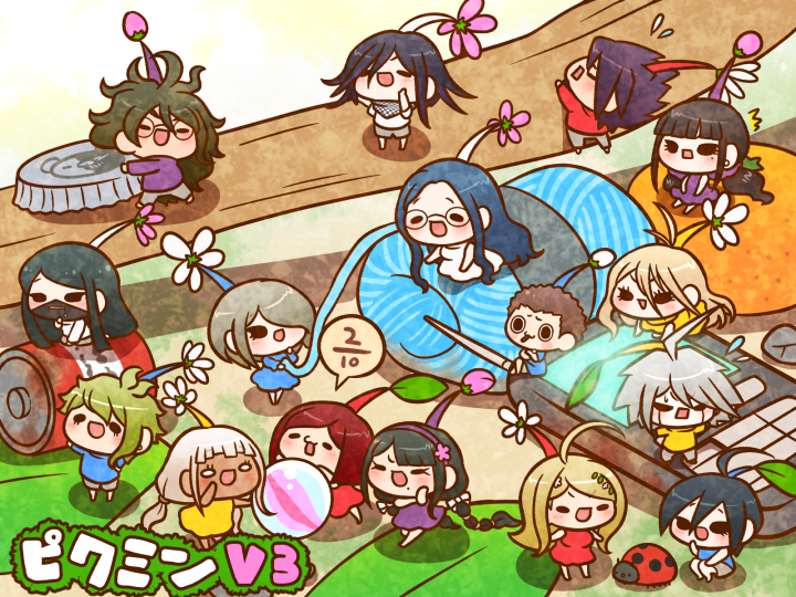 6+boys, 6+girls, :3, ^^^, absurdly_long_hair, ahoge, akamatsu_kaede, amami_rantaro