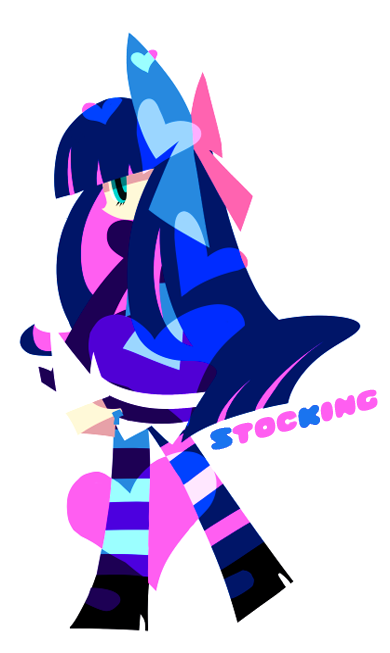 kaku_sugar, multicolored_hair, official_style, panty_&amp;_stocking_with_garterbelt, solo, stocking_(character), stocking_(psg), thighhighs