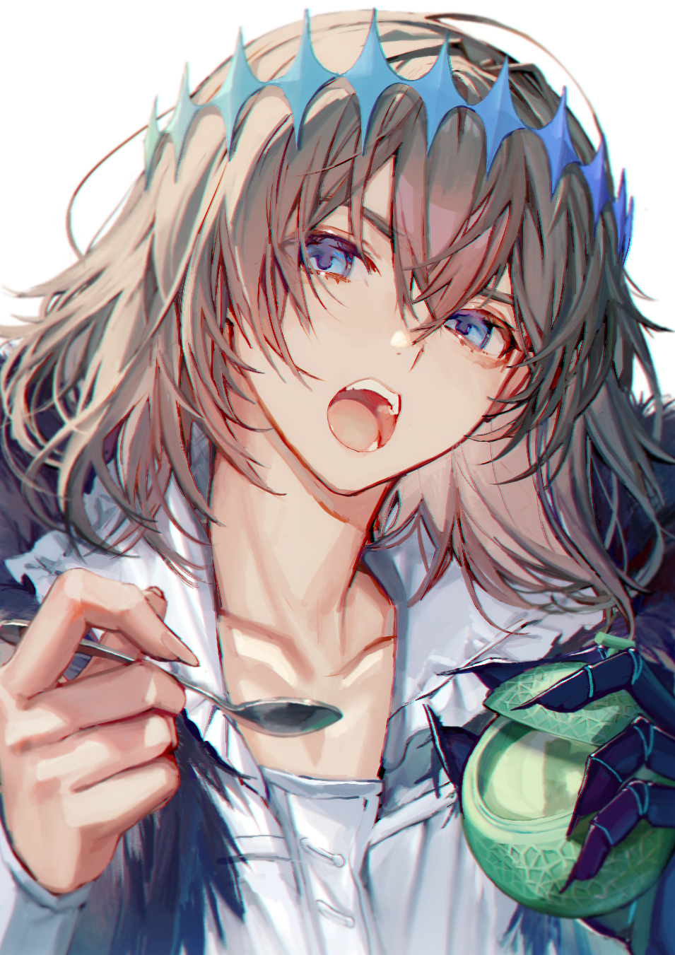 1boy, :o, arthropod_boy, arthropod_limbs, black_hair, blue_eyes, bug, cloak