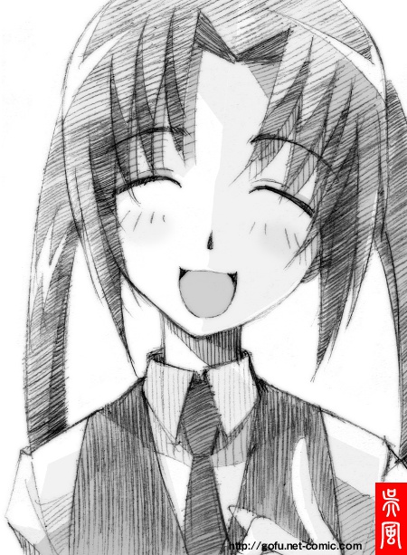 :d, gofu, monochrome, necktie, open_mouth, school_uniform, seitokai_yakuindomo, sketch