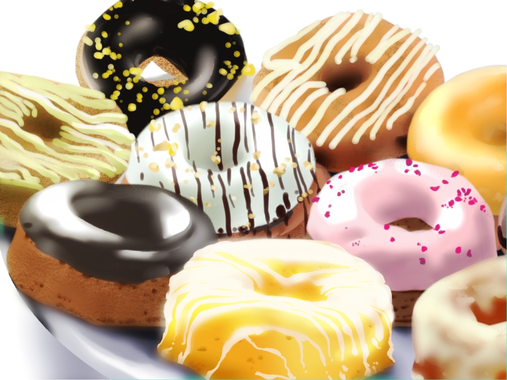 chocolate_doughnut, doughnut, food, food_focus, icing, no_humans, original, plate