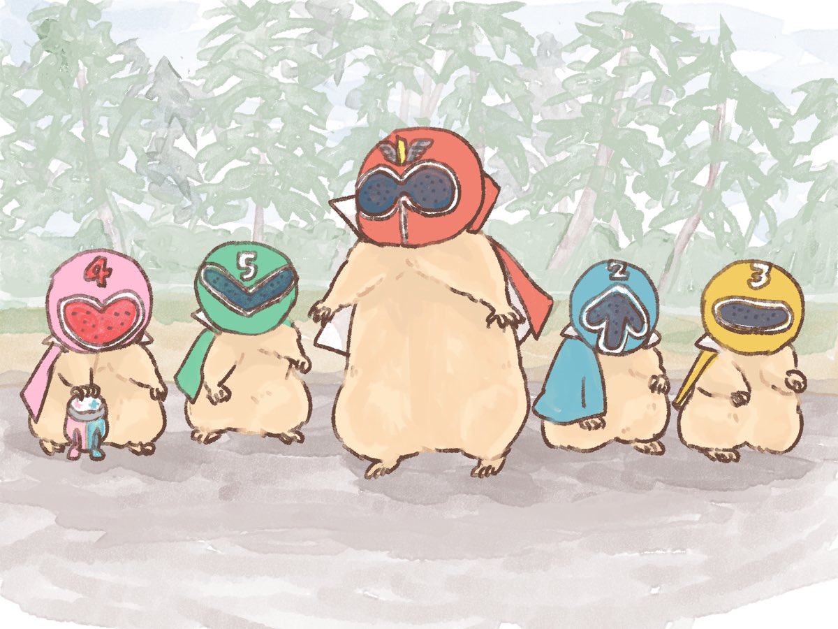 aka_ranger, aka_ranger_(cosplay), animal_focus, ao_ranger, ao_ranger_(cosplay), blue_cape, blue_helmet, body_fur