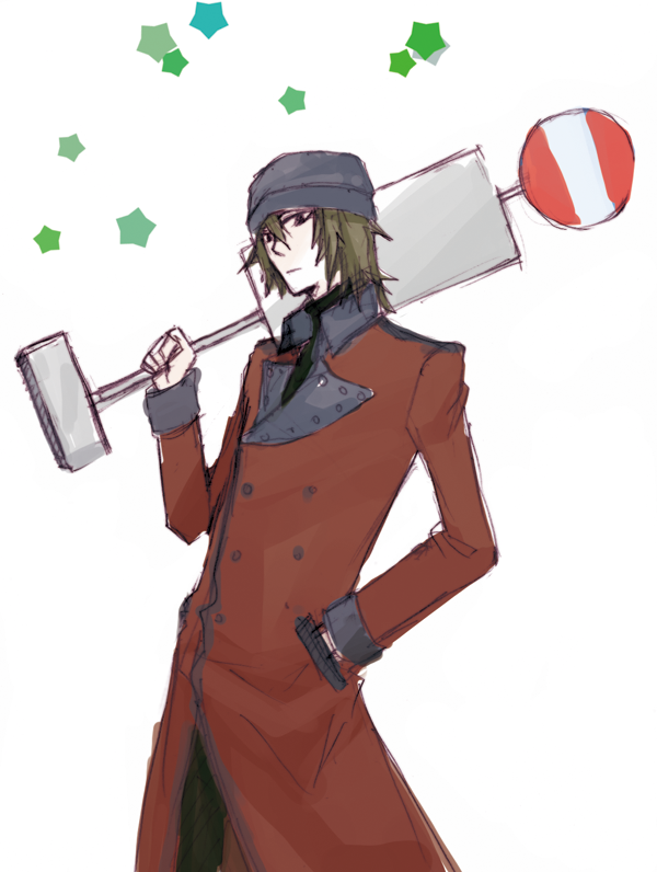 aragaki_shinjirou, beanie, brown_hair, bus_stop, p3p, persona, persona_3, persona_3_portable