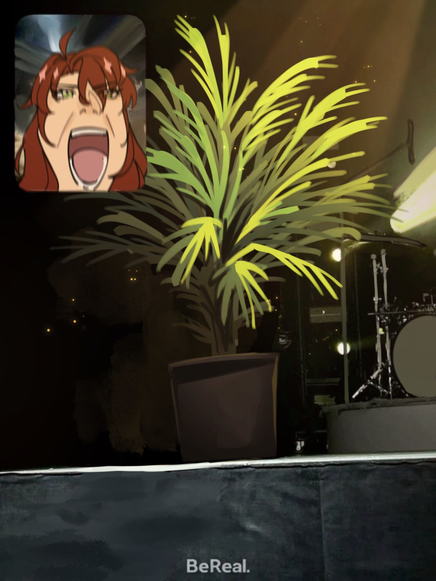 1boy, argenti_(honkai:_star_rail), bereal, commentary, drum, drum_set, english_commentary, fan_screaming_at_madison_beer_(meme)
