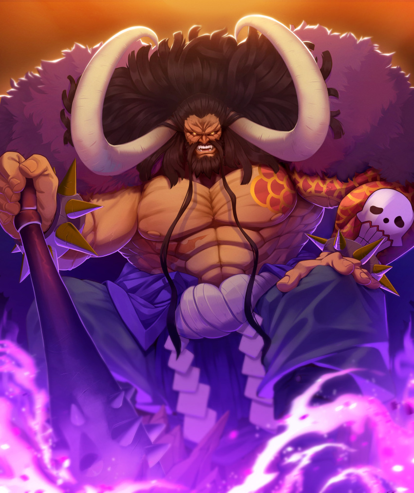 1boy, absurdres, alternate_facial_hair, beard, black_hair, black_sclera, colored_sclera, dark-skinned_male