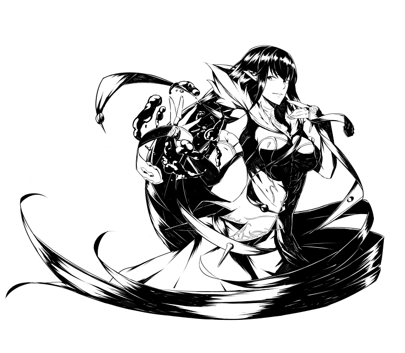 1girl, breasts, bridal_gauntlets, cropped_legs, dress, fate/apocrypha, fate_(series), floating_hair