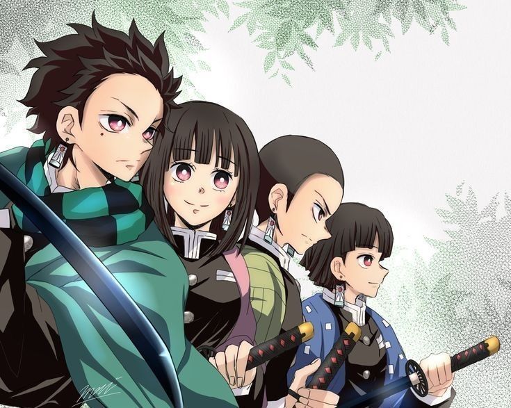 1girl, 3boys, alternate_universe, artist_request, brother_and_sister, brothers, brothers_and_sister, closed_mouth
