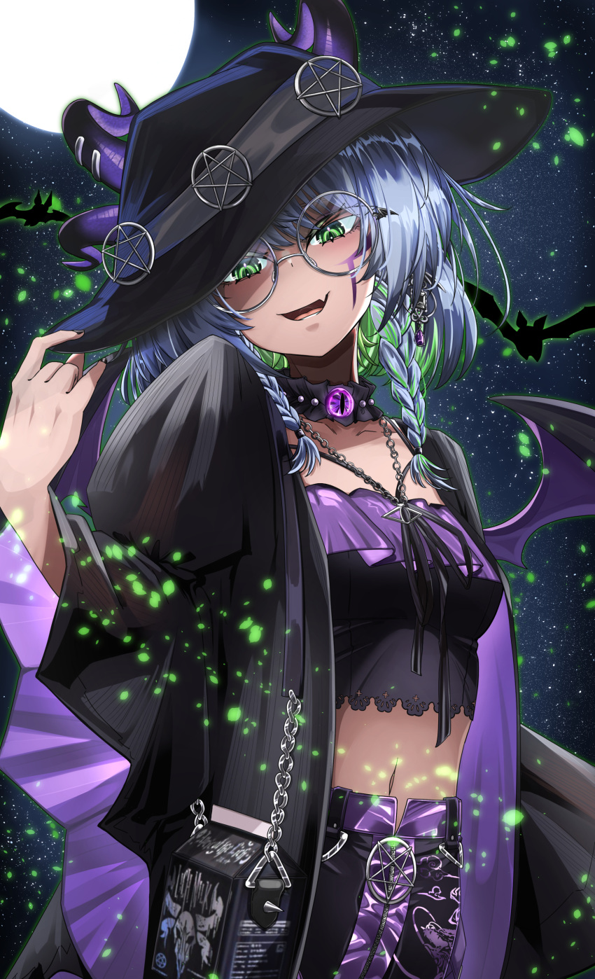 1girl, absurdres, apricot_the_lich, apricot_the_lich_(froot_2.0), bag, bat_(animal), black_choker, black_hat