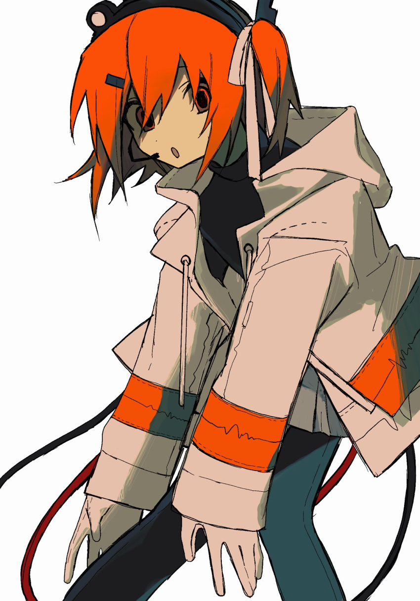 1girl, :o, a.i._voice, adachi_rei, black_pantyhose, black_shirt, cable, feet_out_of_frame