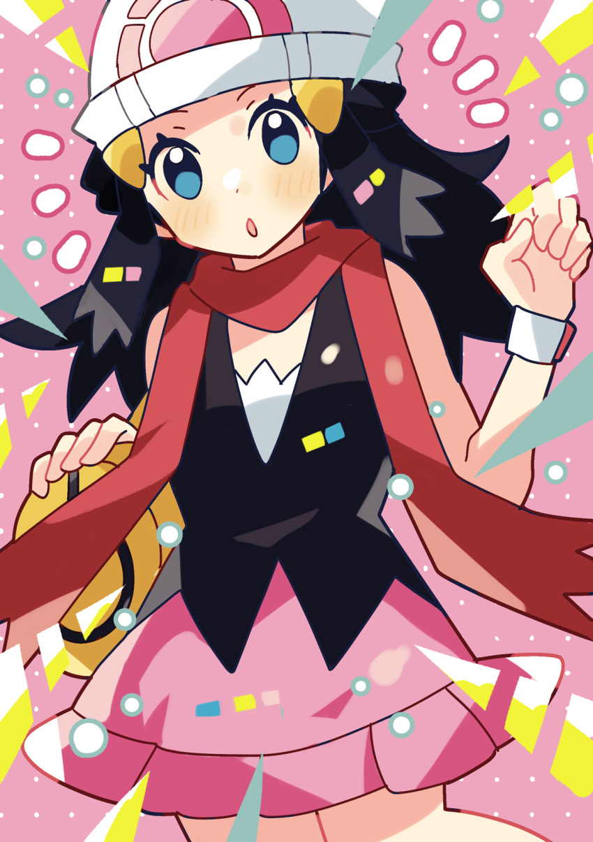 1girl, :o, anidler91, bag, bare_shoulders, black_hair, black_shirt, blue_eyes