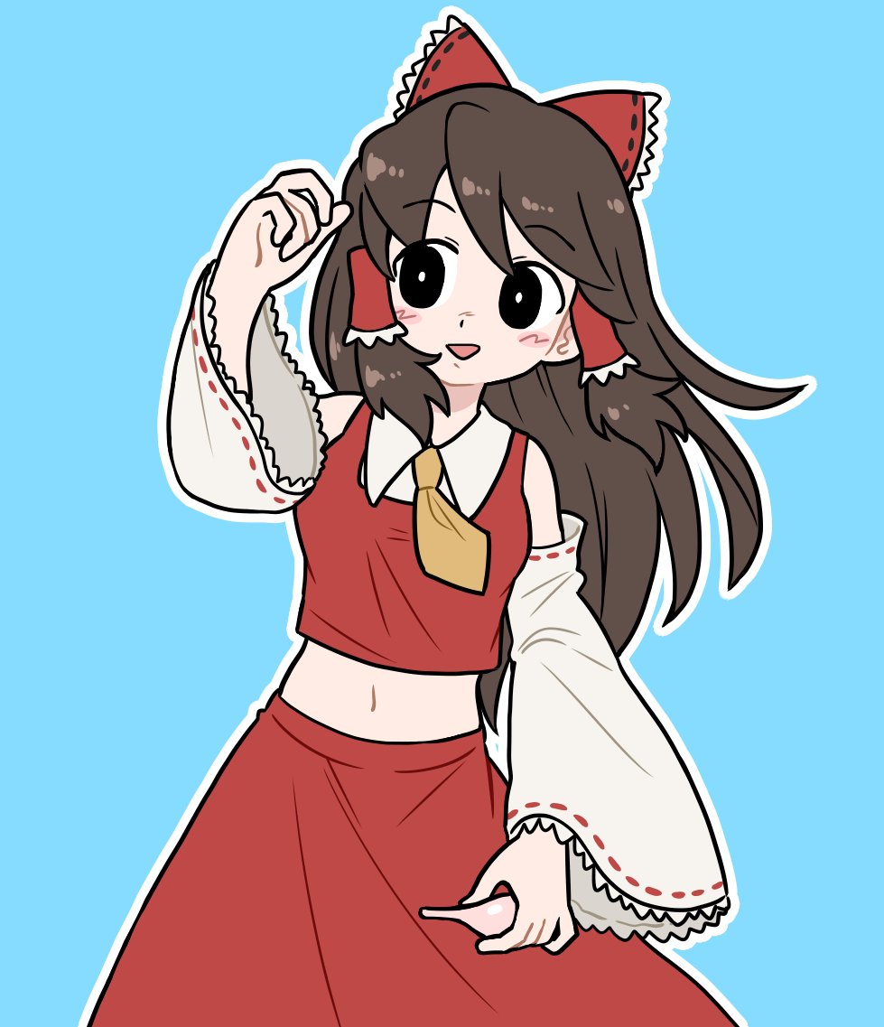 1girl, black_eyes, blue_background, bow, brown_hair, bseibutsu, collared_shirt, commentary_request