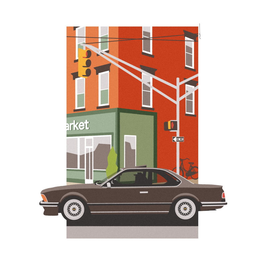 bicycle, bmw, bmw_6_series, border, building, car, from_side, highres