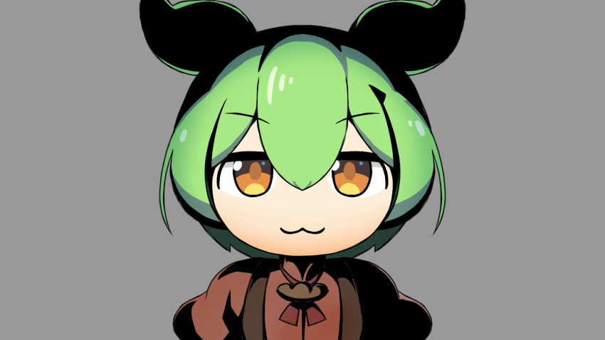 1girl, :3, commentary_request, green_hair, green_suspenders, highres, jitome, looking_at_viewer