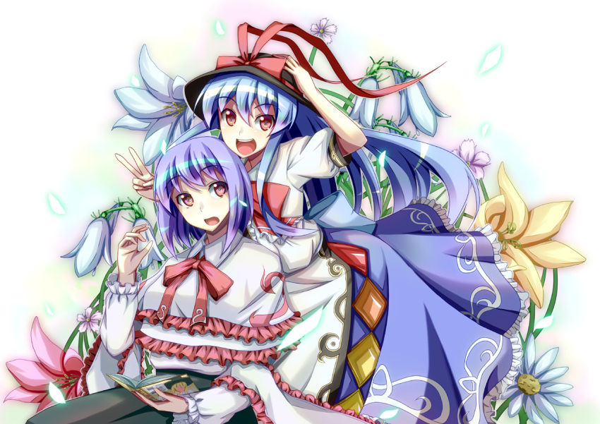 akiyasu, hat, hinanawi_tenshi, long_skirt, multiple_girls, nagae_iku, skirt, touhou