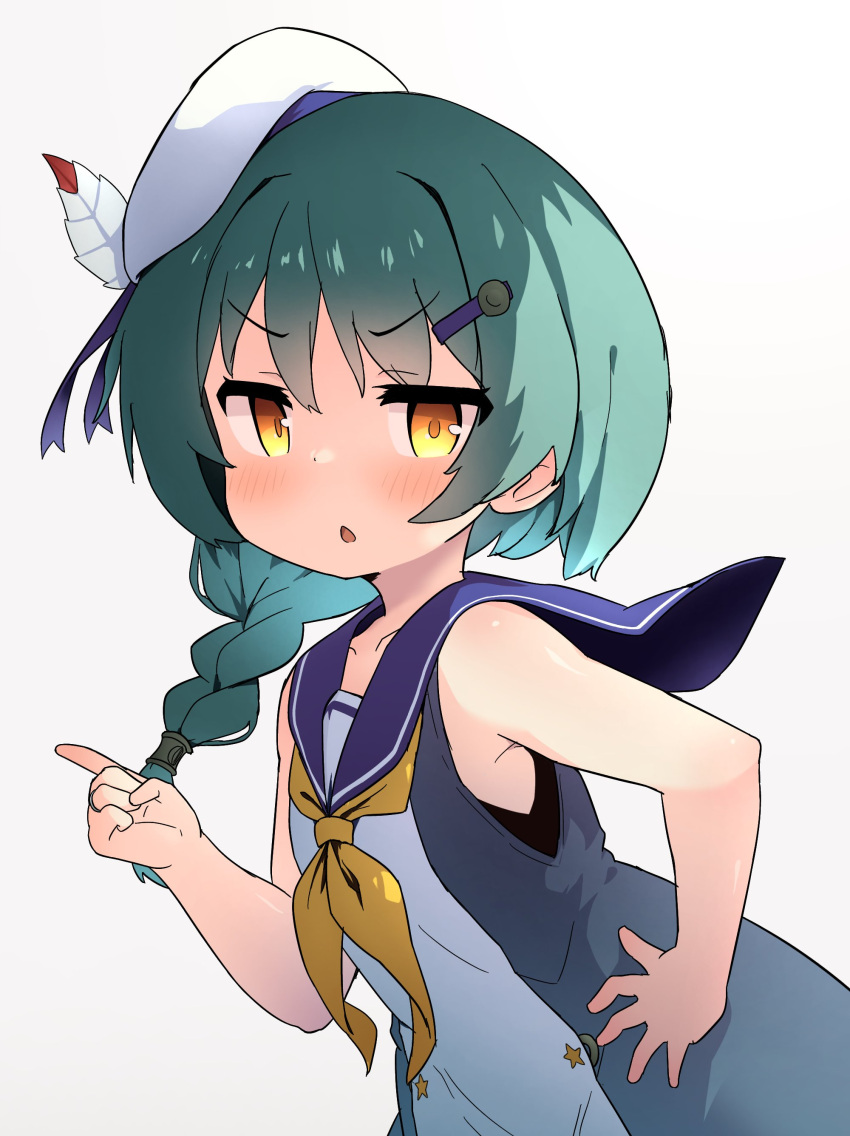 1girl, absurdres, azur_lane, beret, blue_sailor_collar, blush, braid, flat_chest