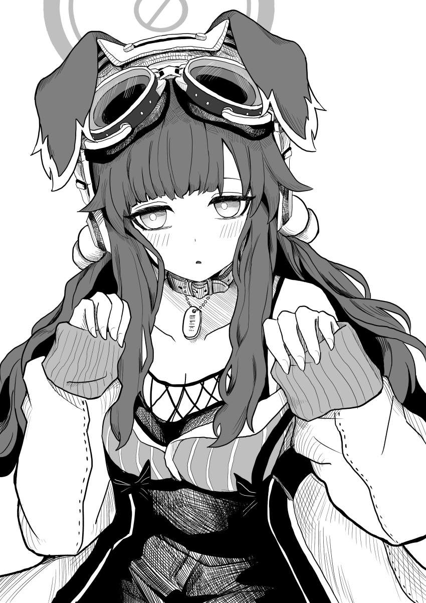 1girl, absurdres, animal_ears, blue_archive, camisole, collar, commentary_request, dog_ears