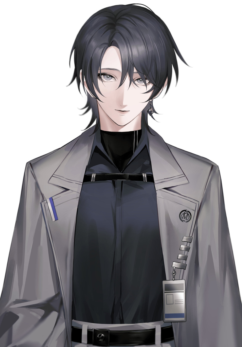 1boy, absurdres, black_hair, black_shirt, chest_strap, chief_(path_to_nowhere), closed_mouth, coat