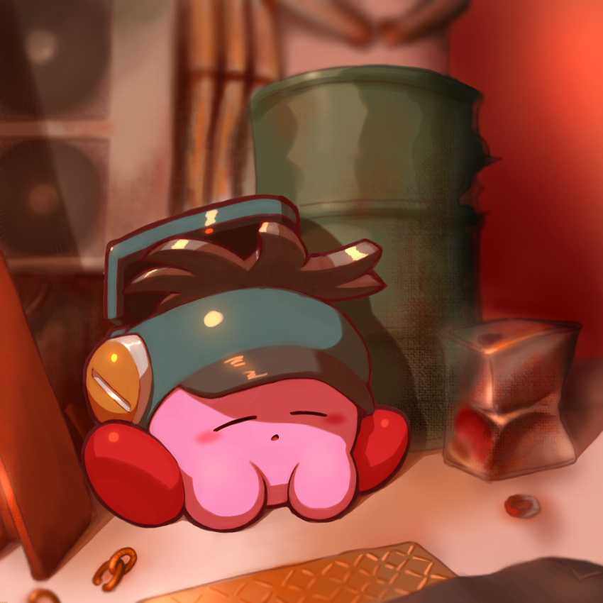 barrel, bloom, broken, broken_chain, buzz_saw_cutter_kirby, chain, closed_eyes, cutter_kirby