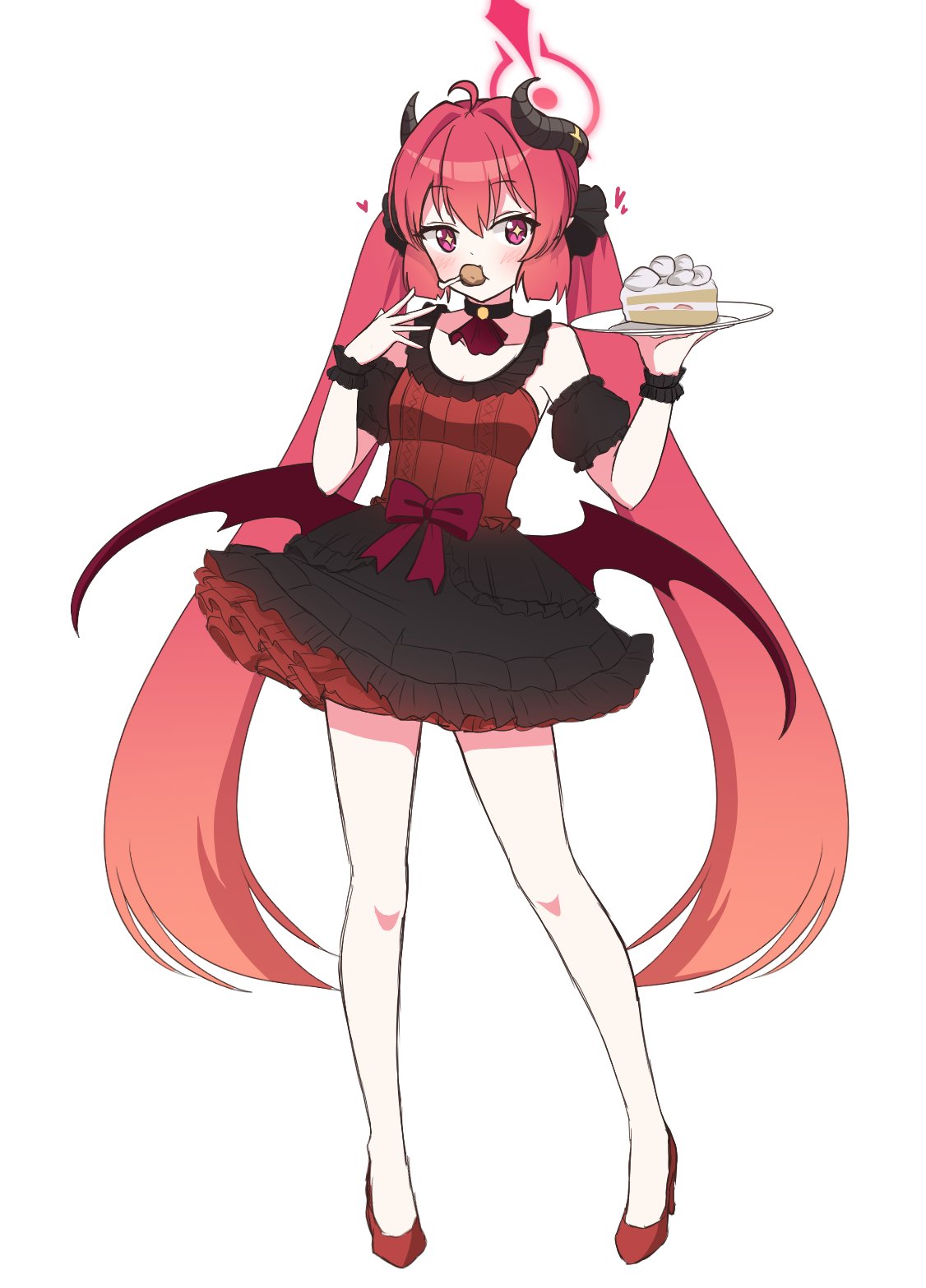 +_+, 1girl, :t, ahoge, alternate_costume, ascot, bare_shoulders, black_choker