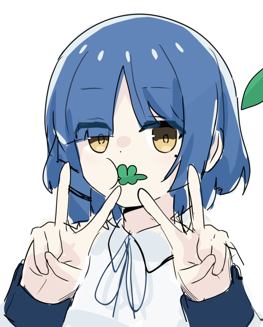 1girl, absurdres, birthday, black_ribbon, black_wrist_cuffs, blue_hair, bocchi_the_rock!, collared_shirt