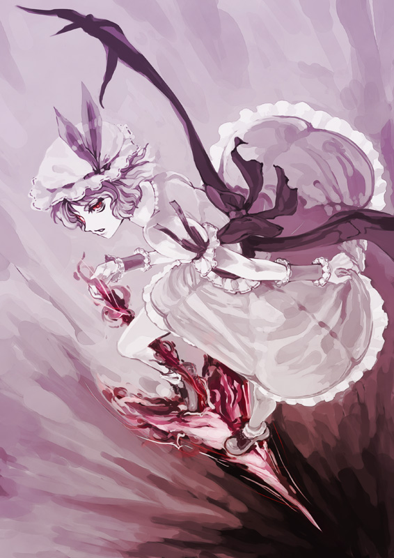 profile, red_eyes, remilia_scarlet, saikoro, short_hair, spear_the_gungnir, touhou, wings