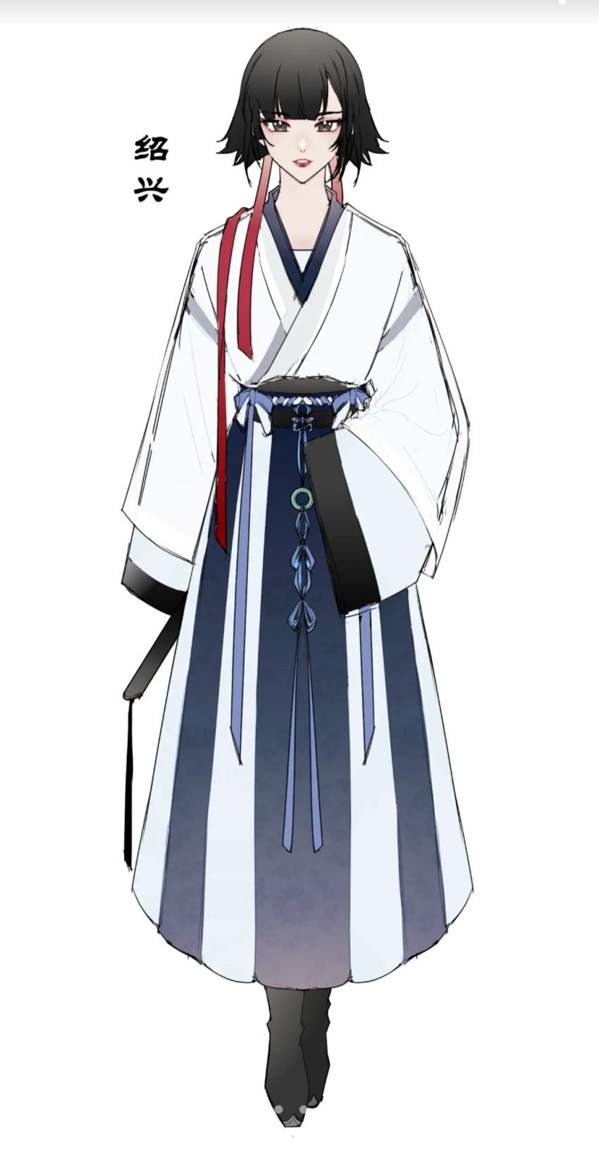 1girl, black_footwear, black_hair, boots, chinese_clothes, earrings, gradient_background, hanfu