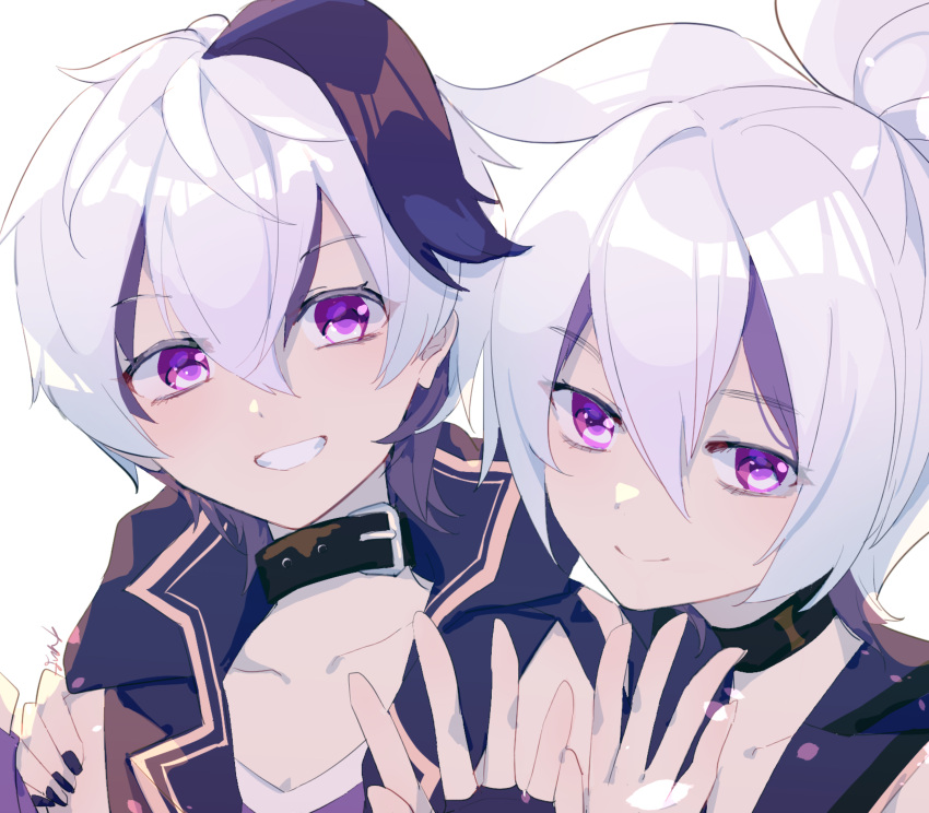 2girls, absurdres, androgynous, black_hair, black_nails, choker, flower_(vocaloid), flower_(vocaloid3)