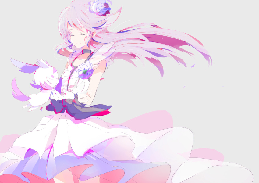 choker, closed_eyes, cologne_(heartcatch_precure!), cologne_(precure), cure_moonlight, dress, flower, gloves