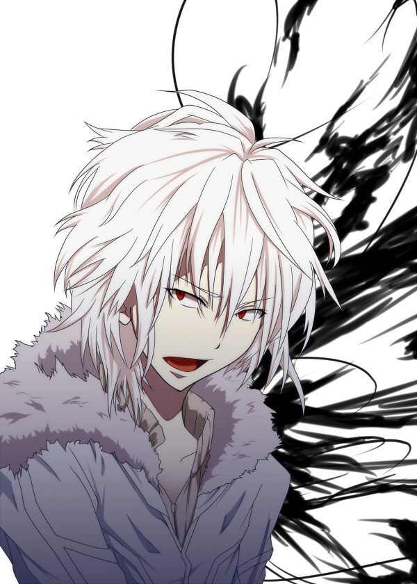 black:wings, black_wings, bloody_moon, choker, fur_collar, open_mouth, red_eyes, tada_tsuki
