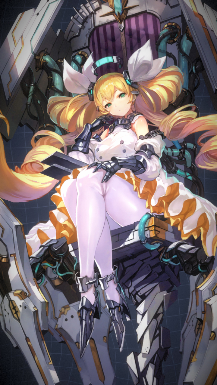 1girl, blonde_hair, blue_eyes, buttons, claws, collar, detached_sleeves, double-breasted