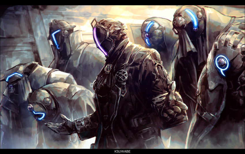 6+boys, ascot, black_ascot, black_coat, black_gloves, bondrewd, coat, covered_face