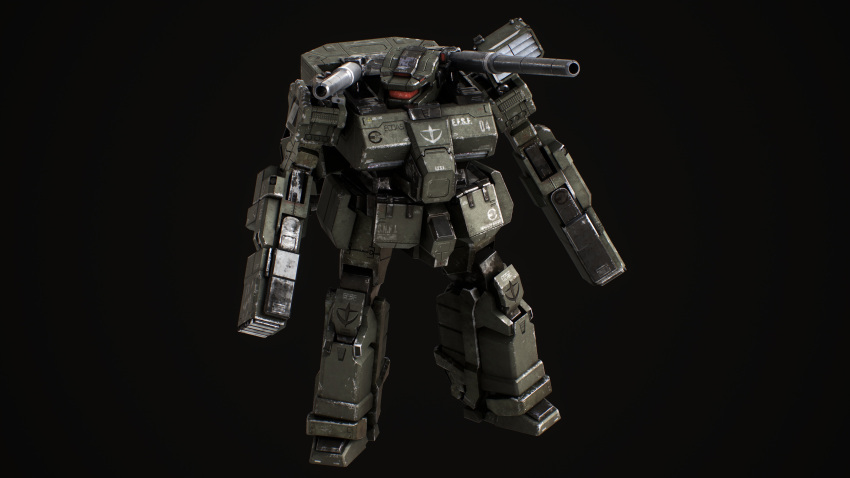 3d, absurdres, black_background, cannon, concept_art, damaged, daniillykov, dirty