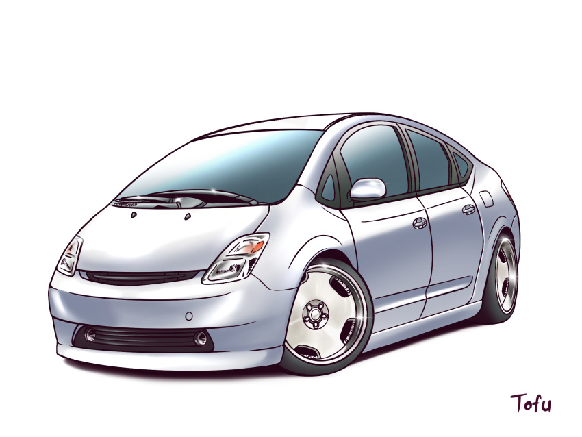 artist_name, car, glint, grey_car, highres, k.tofu, motor_vehicle, no_humans
