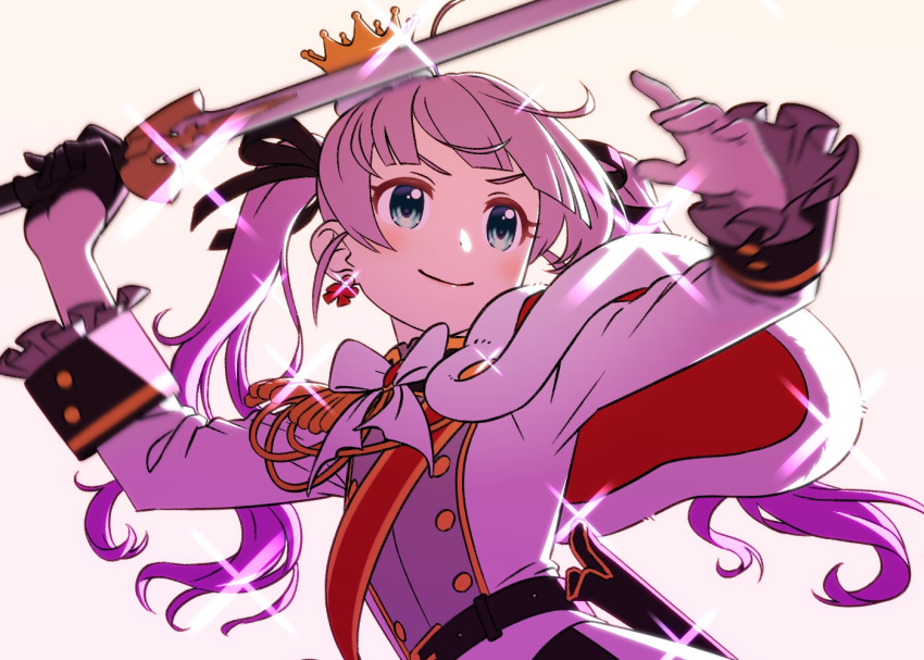 1girl, ahoge, alternate_costume, black_gloves, black_ribbon, blue_eyes, blurry, blush