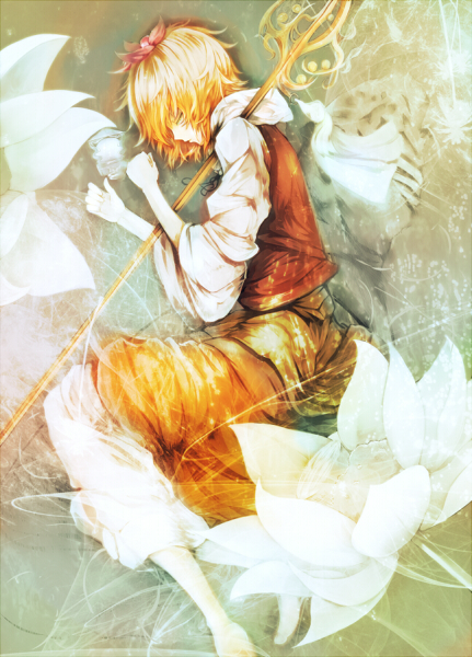 blonde_hair, hair_ornament, kanata, kanata_(kiduka), short_hair, sleeping, solo, toramaru_shou