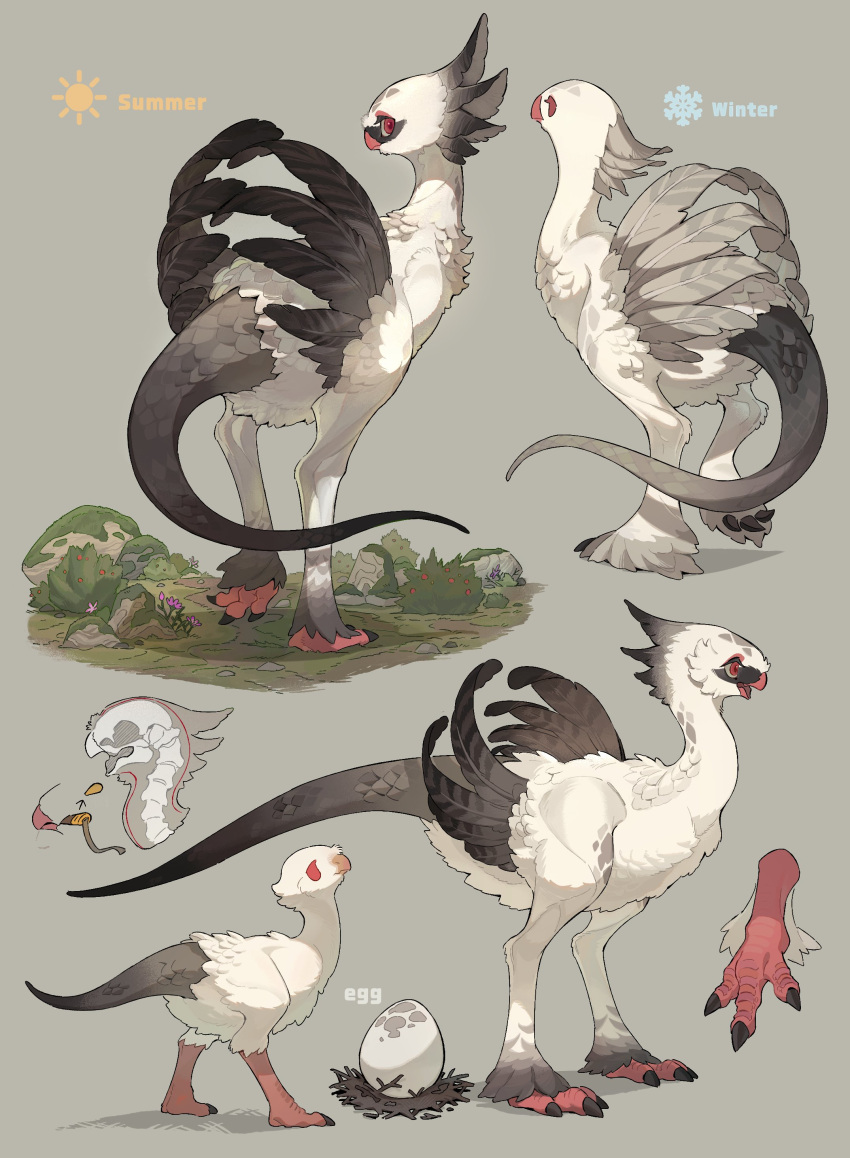 absurdres, animal_focus, beak, bird, bul_(moiko), claws, egg, feathers