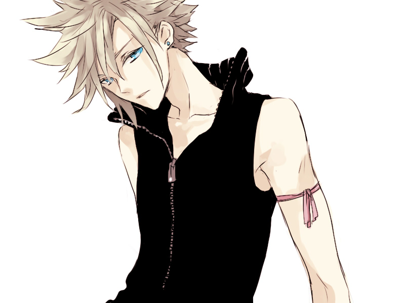 1boy, arm_ribbon, bad_source, bisukorokoro, black_vest, blonde_hair, blue_eyes, cloud_strife