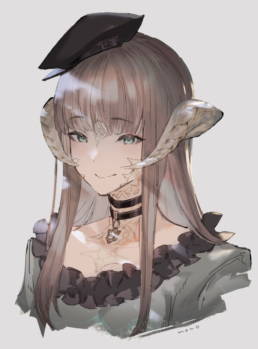 1girl, artist_name, au_ra, belt, belt_buckle, black_belt, black_choker, black_hat