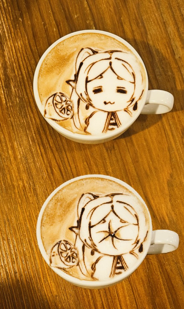 1girl, :3, =_=, coffee, commentary_request, cup, food, frieren