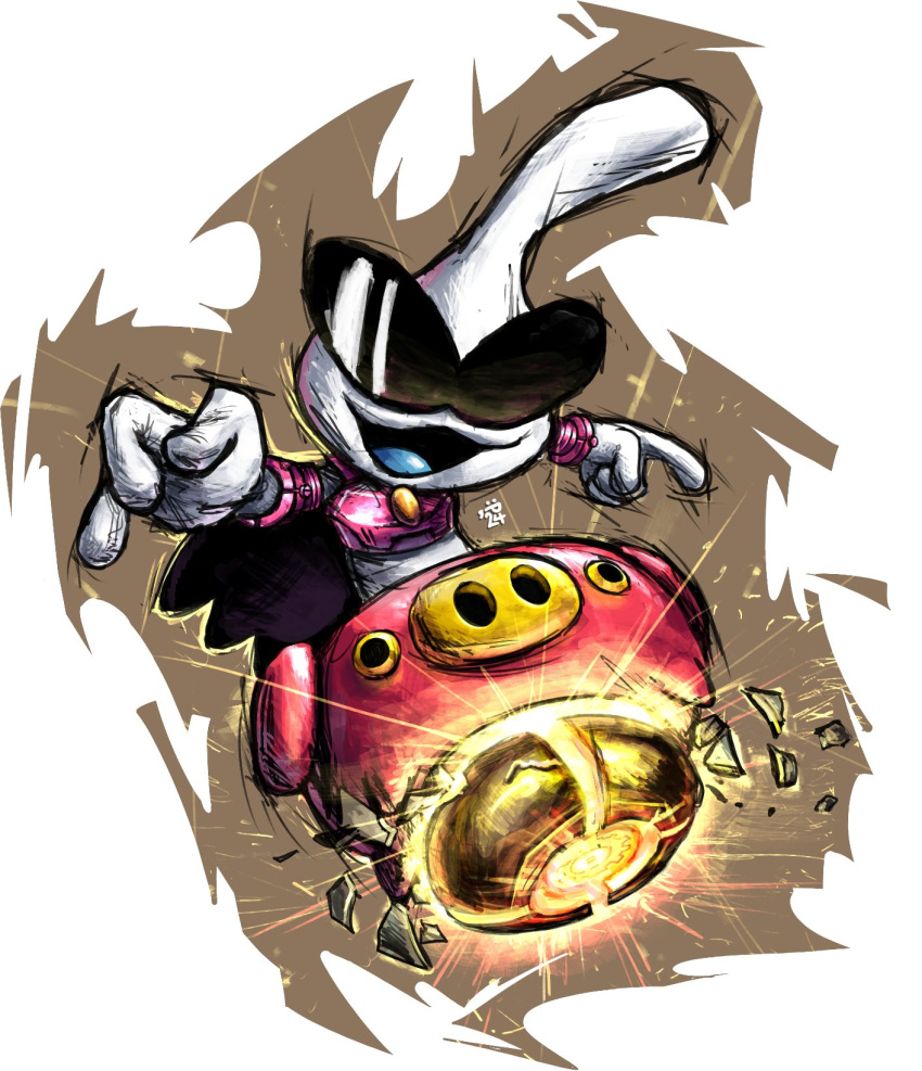 1boy, alien, armor, ball, black_cape, cape, colored_skin, flying_saucer