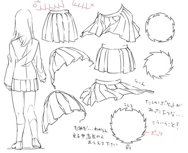 from_behind, from_below, guntank_(artist), how_to, monochrome, perspective, pleated_skirt, school_uniform