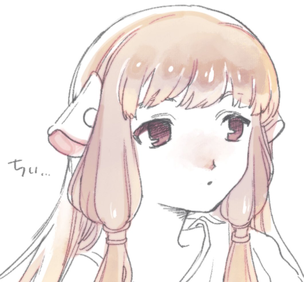 1girl, blonde_hair, chii, chobits, colored_skin, long_hair, low-tied_sidelocks, parted_lips