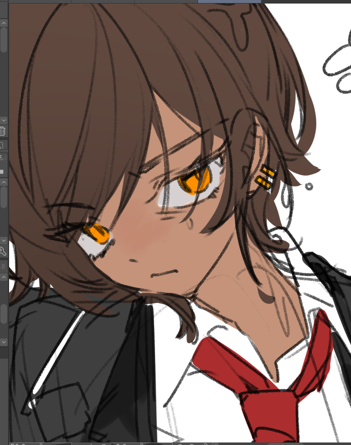 1girl, black_jacket, black_vest, brown_hair, collared_shirt, ear_piercing, jacket, limbus_company