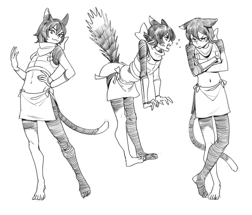 1girl, animal_ears, black_hair, body_fur, cat_ears, cat_girl, cat_tail, dungeon_meshi