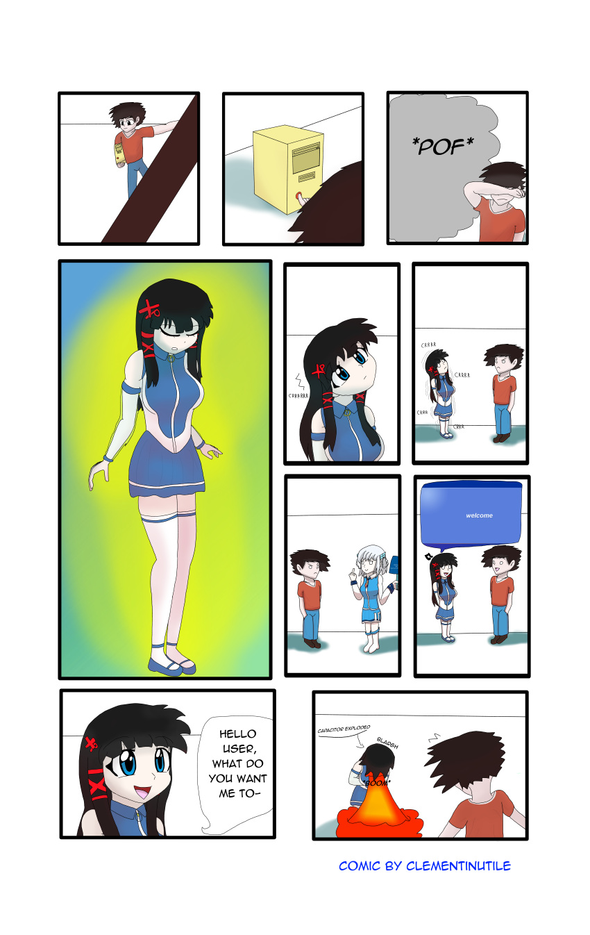clementinutile, colored, comedy, comic, computer, explosion, madobe_tooko, madobe_touko, microsoft, os-tan, saseko, windows_10, windows_xp, xp-tan
